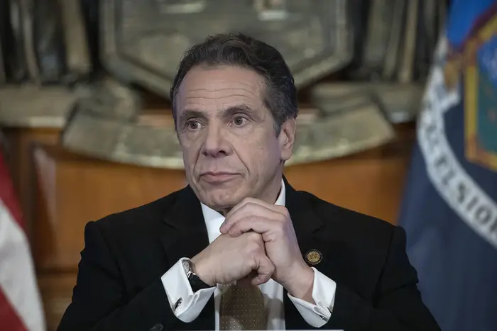 Governor Andrew Cuomo at a press briefing on April 22.